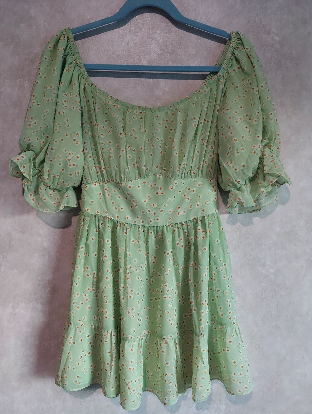 NWT Sabo Skirt ADress Chic Pale Green Lined Above Knee Summer Daisy Festival